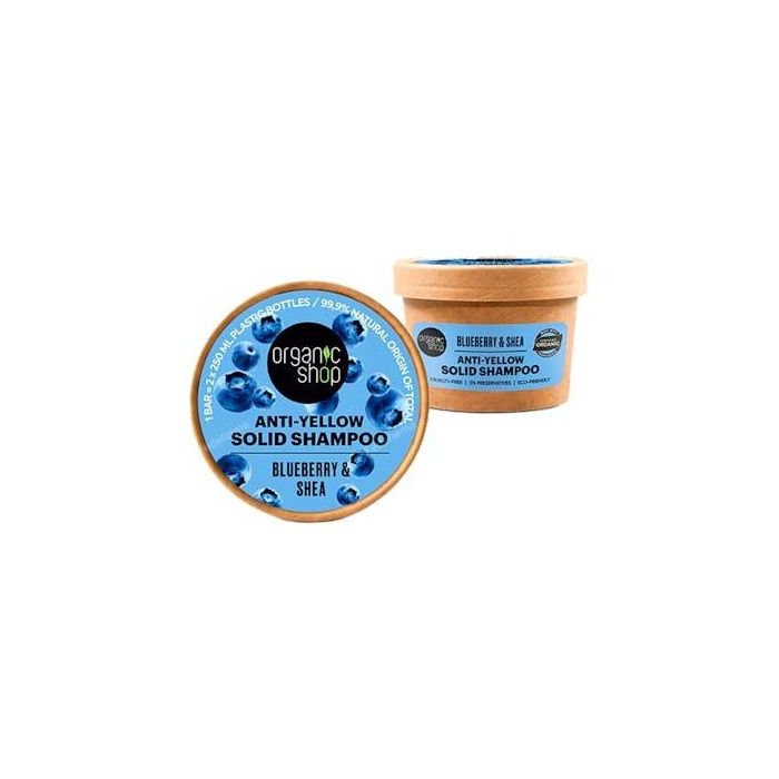 ORGANIC SHOP Champú Sólido Antiamarillo con Arándano Azul y Karité, 60 g