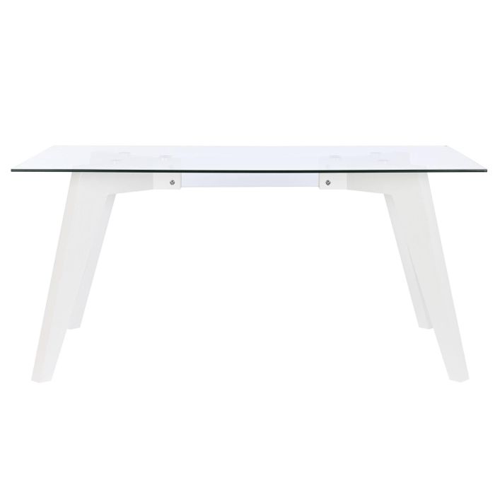 Mesa de Comedor DKD Home Decor Blanco Transparente Cristal Madera MDF 160 x 90 x 75 cm 5