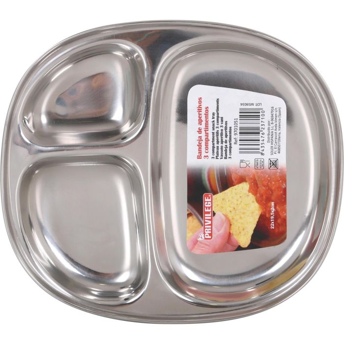 Privilege Bandeja Aperitivos con Compartimentos Quttin, 22 x 19.5 x 2 cm (18 Unidades) 3