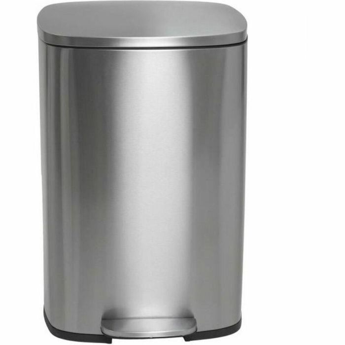 Kitchen Move ADMIRAL Papelera de Cocina Rectangular con Pedal 50L, Acero Inoxidable Cepillado, Cubo Interior y Protección para Suelos