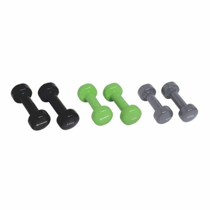 SCHILDKROT AUC4000885600100 Juego de Mancuernas Hierro Fundido + Vinilo 2x0.5kg Antracita, 2x1.0kg Verde Lima, 2x1.5kg Negro con Maleta