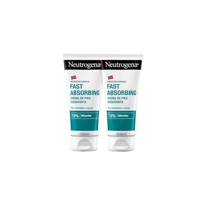 Neutrogena Crema de Pies Absorción Inmediata para Pies Secos - Hidratación Intensa 24h, Piel Suave, No Grasa - Pack 2 x 100 ml