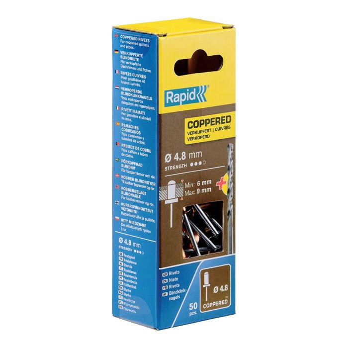 Rapid Blister 50 remaches Ø4.8x12mm aluminio recubierto cobre + broca 5001467 2 Rapid Blister 50 remaches Ø4.8x12mm aluminio recubierto cobre + broca 5001467 2