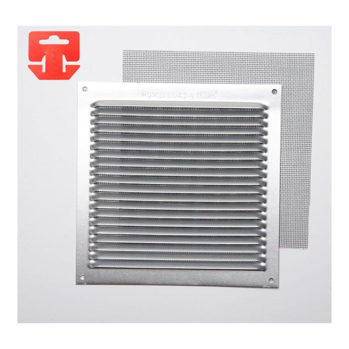 Fepre Rejilla de ventilación con mosquitera, aluminio cromado 17x17 cm, profesional y doméstico 0 Fepre Rejilla de ventilación con mosquitera, aluminio cromado 17x17 cm, profesional y doméstico 0