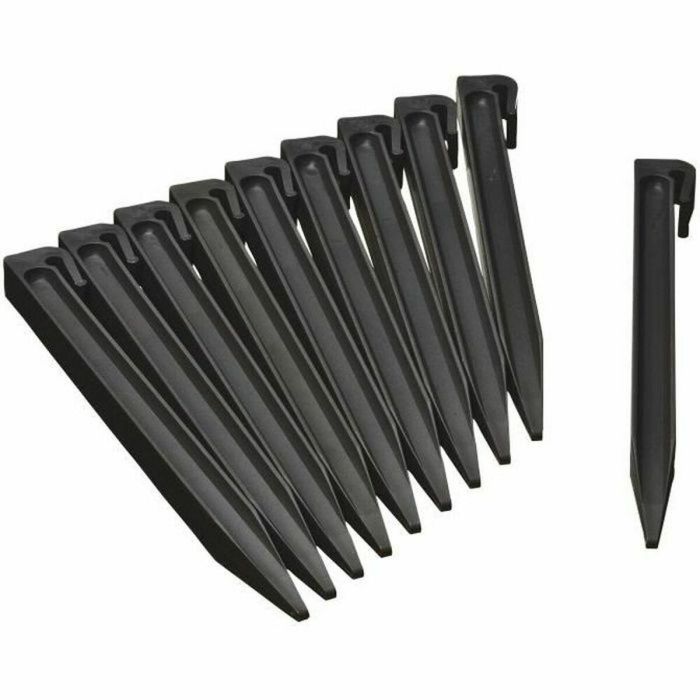 Nature Bolsa de 10 Anclajes de Polietileno Reciclado para Bordes de Jardín H 26.7x1.9x1.8cm Negro para encajar o atornillar