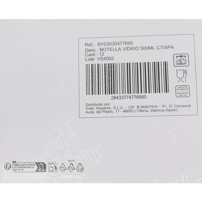 Botella de vidrio 500 ml con tapa - Mediterraneo (24 Unidades) 3 Botella de vidrio 500 ml con tapa - Mediterraneo (24 Unidades) 3