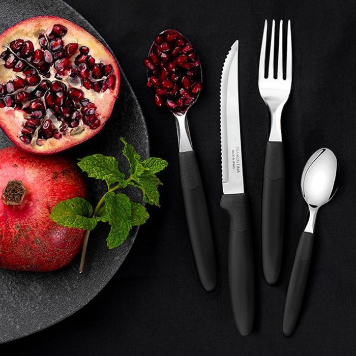 Tramontina Tenedor de Mesa Ipanema Negro 19,1 cm Acero Inoxidable Polipropileno Juego 3 uds 2