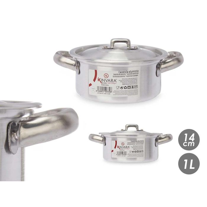 Cacerola de Aluminio Kinvara 14 cm 1 L - Apta Gas, Horno y Lavavajillas (10 Unidades) Cacerola de Aluminio Kinvara 14 cm 1 L - Apta Gas, Horno y Lavavajillas (10 Unidades)