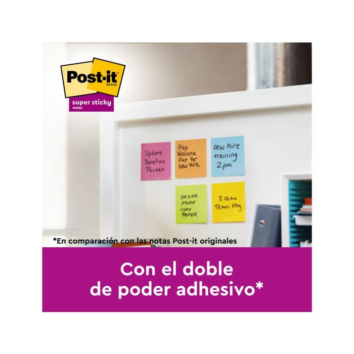 Bloc De Notas Adhesivas Quita Y Pon Post It Super Sticky Carnival 100% Pefc 76x127 mm Pack De 6 Blocs Colores 4