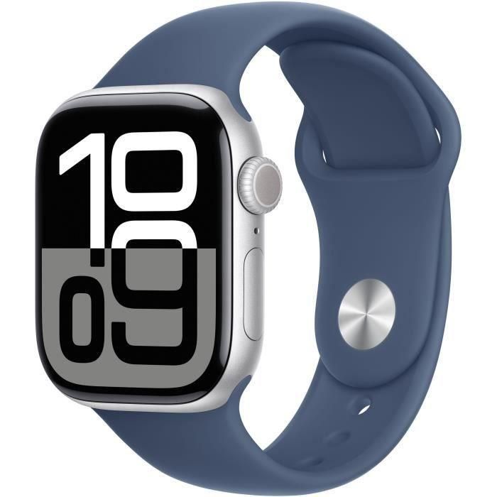 Apple Watch Series 10 GPS - 42 mm - Caja de aluminio plateada - Correa deportiva vaquera - S/M