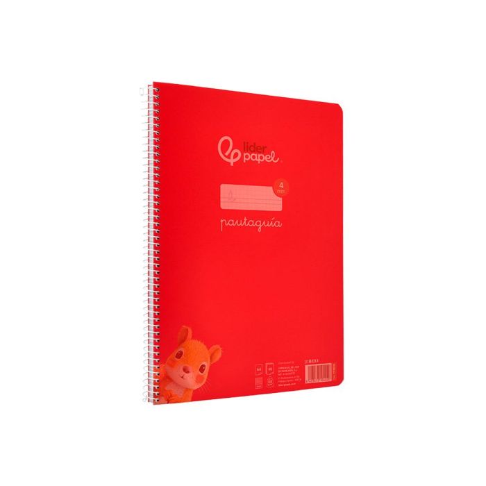 Cuaderno Espiral Liderpapel Din A4 Pautaguia Tapa Plastico80H 90 gr Cuadro Pautado 4 mm Con Margen Color Rojo 5 unidades 4