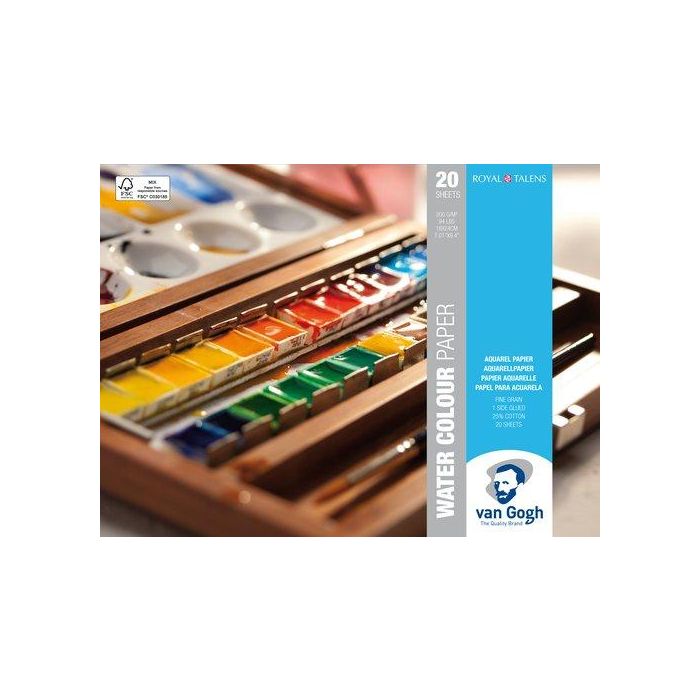 Bloc De Dibujo Van Gogh Acuarela Encolado Grano Fino 180X240 Mm 200G 20H