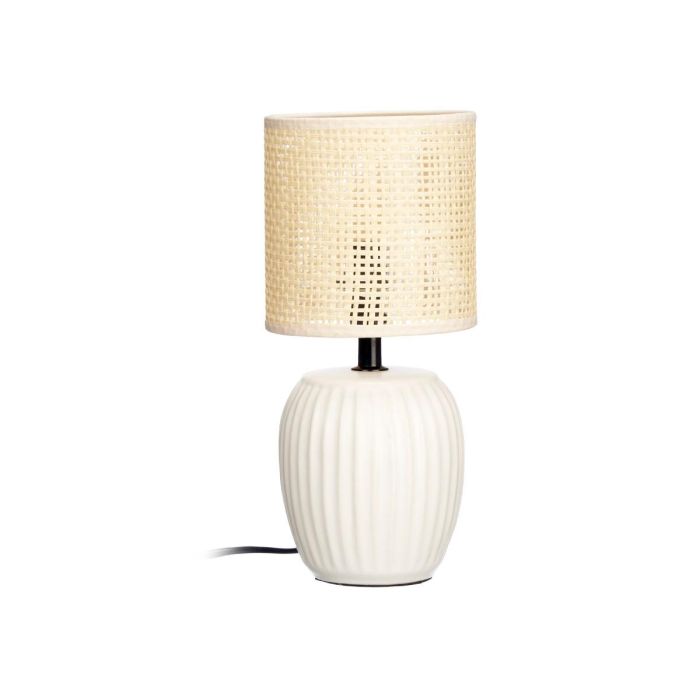 Giftdecor Lámpara de Sobremesa Blanco Roto Rayas, Cerámica, 14x21x14 cm (12 Unidades) 1 Giftdecor Lámpara de Sobremesa Blanco Roto Rayas, Cerámica, 14x21x14 cm (12 Unidades) 1