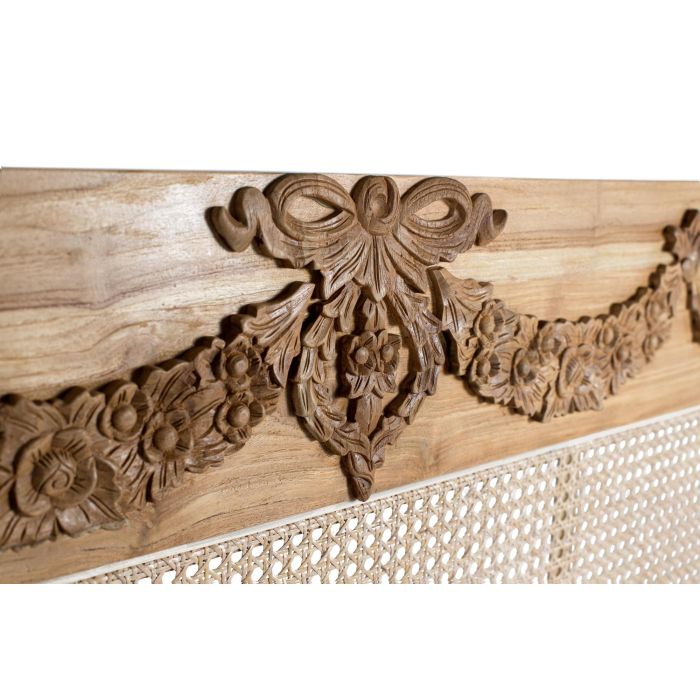 Giner y Colomer Cabecero Madera Maciza de Teca 174 cm con Rejilla Trenzada Natural 2