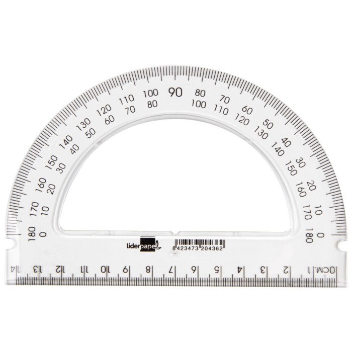 Liderpapel Semicirculo Transportador de Angulos 14 cm Plastico Transparente 0-180 grados 1