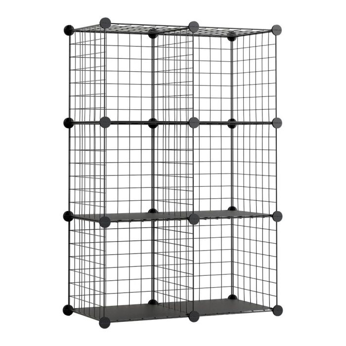 Newlux Titan c6 Estantería Modular Metálica Rejilla Negra con 6 Módulos, Carga Máxima 60kg, Montaje Fácil sin Herramientas