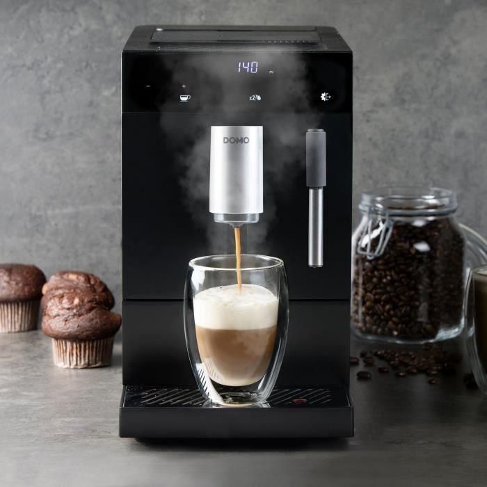 Domo DO1150K Cafetera espresso automática con molinillo, 19 bar, 1350 W, 125g café, Negra 4
