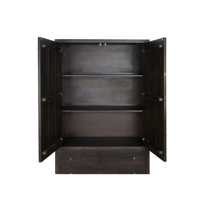 DKD Home Decor Armario Moderno Marrón Oscuro Dorado 100x40x175 cm de Acacia y Metal con 2 Puertas y 2 Cajones 3
