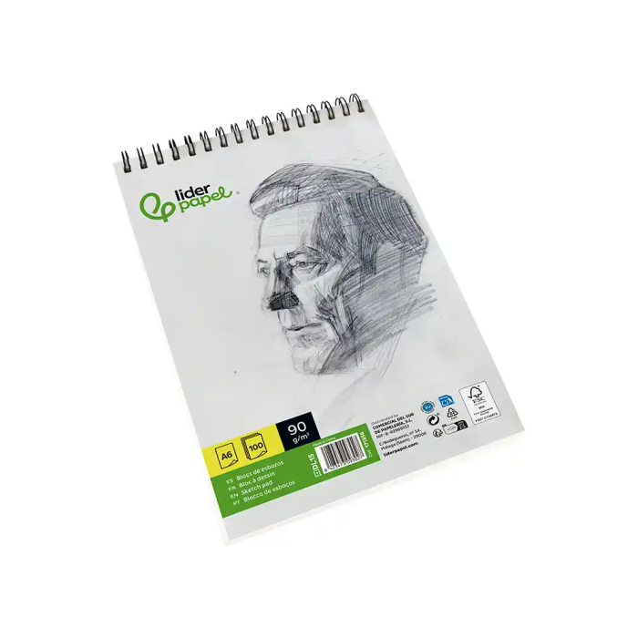 Liderpapel Bloc Dibujo Esbozos Espiral DIN A6 105x148mm 100 Hojas 90gr/m2 2