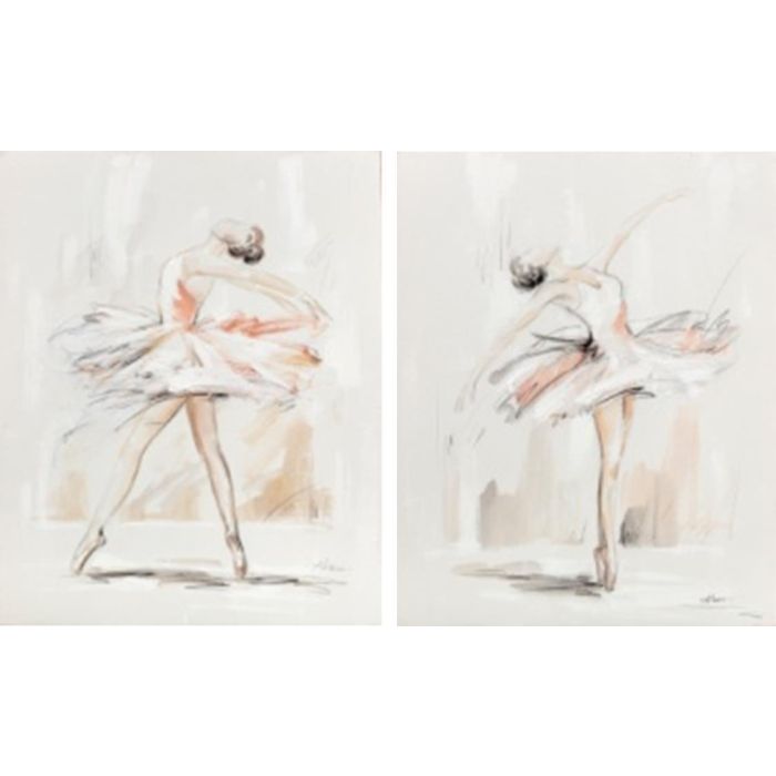 Cuadro Romantico DKD Home Decor Blanco Beige 3.7 x 100 x 80 cm (2 Unidades)