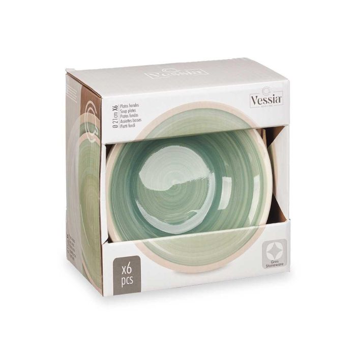 Plato Hondo Gres Verde Borde 21Cm Vessia (36 Unidades) 2