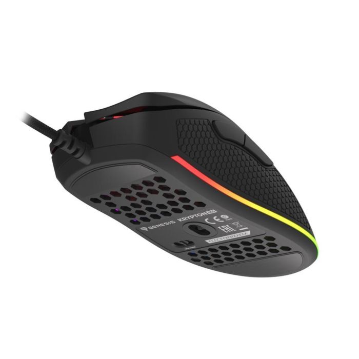 GENESIS Krypton 555 Ratón Gaming Óptico Pixart PAW3333 8000 DPI RGB Ultraligero 70g Ergonómico Mano Derecha USB 2