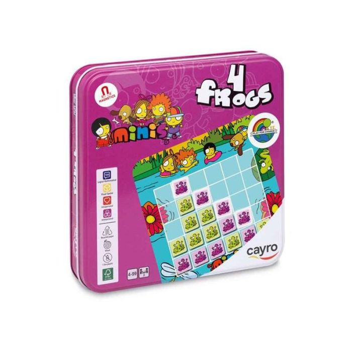 Juego 4 en líena frogs de madera en caja de metal. 8 piezas, 2 jugadores. 19x19x3,5cm Juego 4 en líena frogs de madera en caja de metal. 8 piezas, 2 jugadores. 19x19x3,5cm