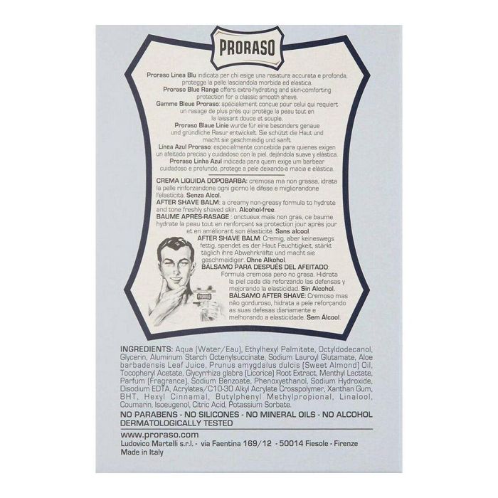 Proraso Línea Azul Bálsamo After Shave con Aloe y Vitamina E. Hidratante, Ligero, para Hombre. Sin Alcohol. 100 ml. 2 Proraso Línea Azul Bálsamo After Shave con Aloe y Vitamina E. Hidratante, Ligero, para Hombre. Sin Alcohol. 100 ml. 2