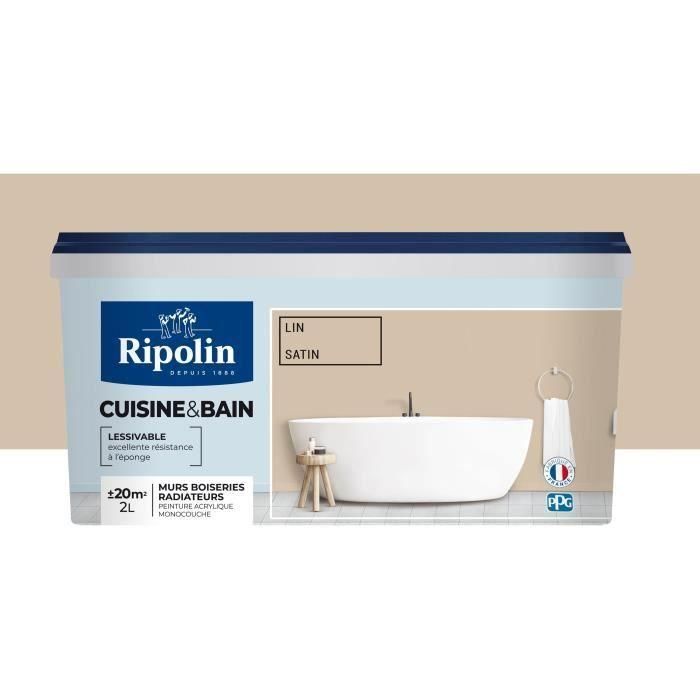 Pintura especial para paredes de baño y cocina RIPOLIN - Lino satinado, 2L