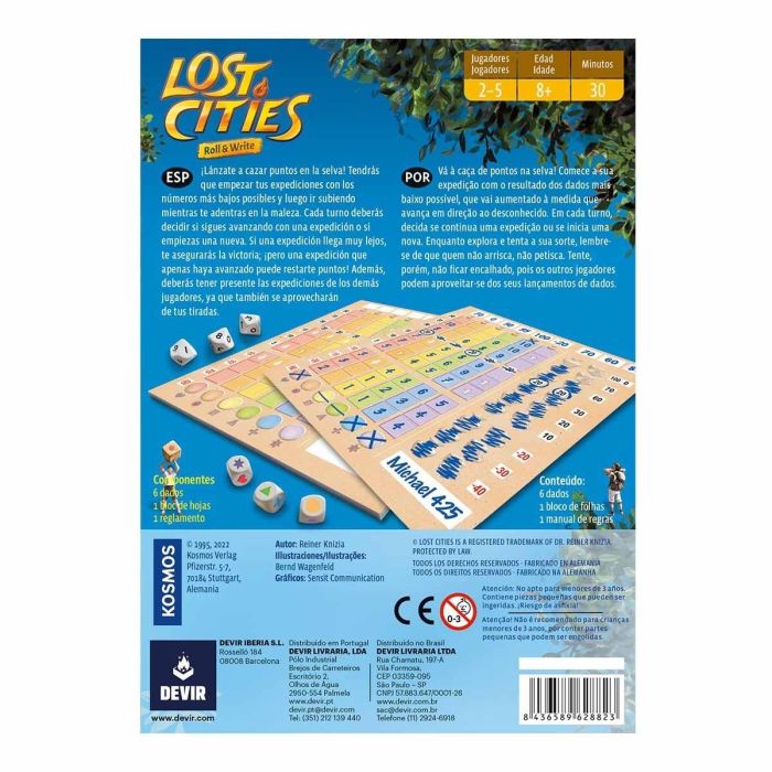 Devir Juego de Mesa Lost Cities Roll & Write - De 2 a 5 Jugadores, 30 Minutos, Edad 8+ 2 Devir Juego de Mesa Lost Cities Roll & Write - De 2 a 5 Jugadores, 30 Minutos, Edad 8+ 2