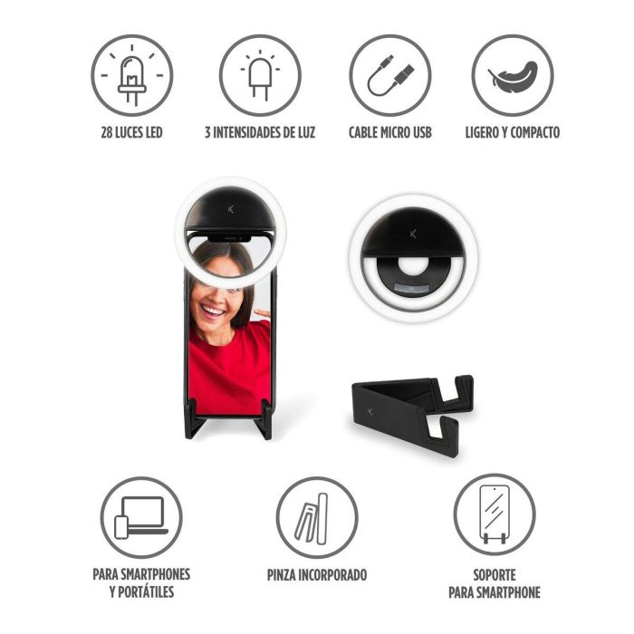 Aro de Luz para Selfie Recargable KSIX TP-8427542116006_BXYOUTBMINI_Vendor 3W 8 Aro de Luz para Selfie Recargable KSIX TP-8427542116006_BXYOUTBMINI_Vendor 3W 8