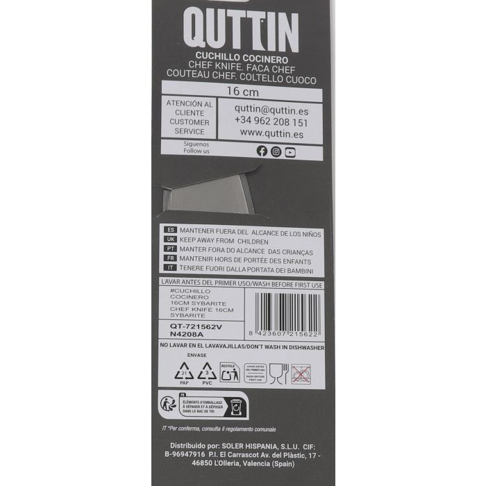 Cuchillo Cocinero Sybarite 16 cm Quttin (16 Unidades) 4