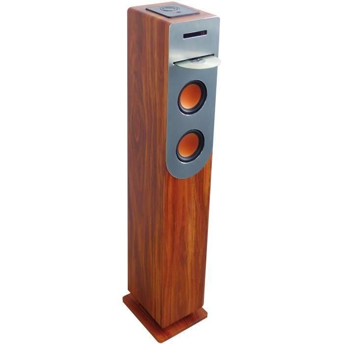 Torre de reproductor de CD INOVALLEY HP34-CD-WOOD - Bluetooth - 100 W - USB - Madera y gris 2