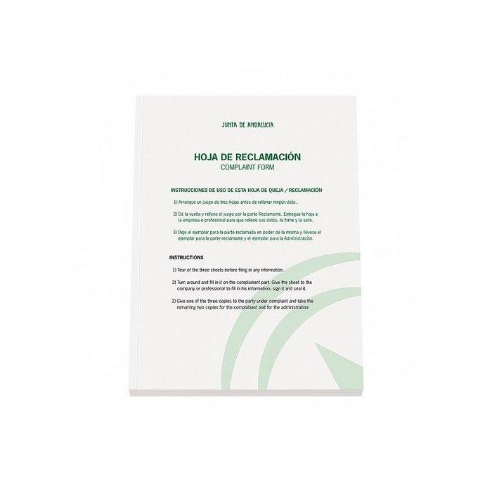 Libro Hojas De Reclamaciones Dohe A4 25H Tripli (Exclusivo Andalucia)