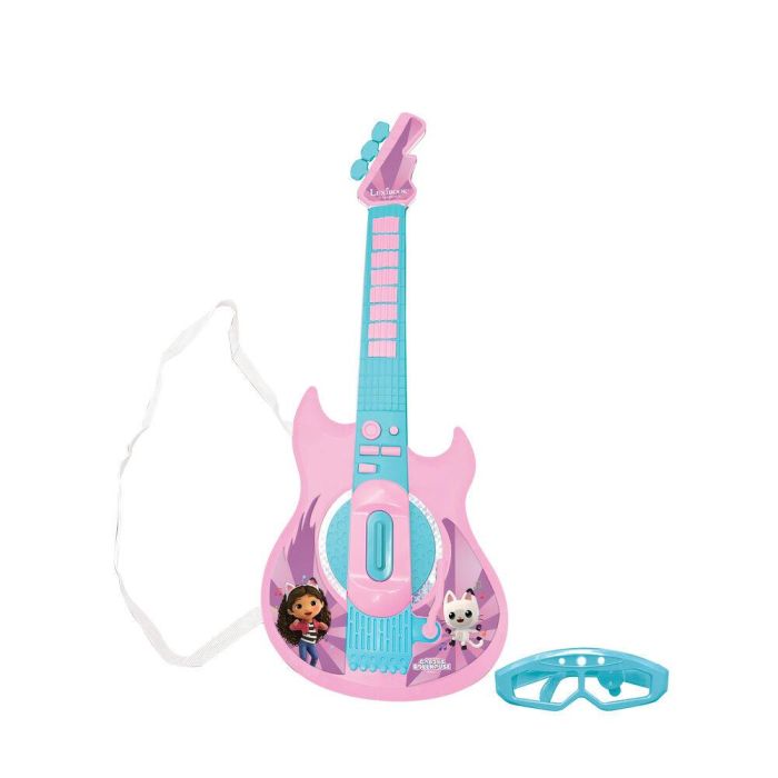 LEXIBOOK Guitarra Electrónica La Casa de Muñecas de Gabby 67cm con 6 canciones, 2 ritmos y efectos de luz
