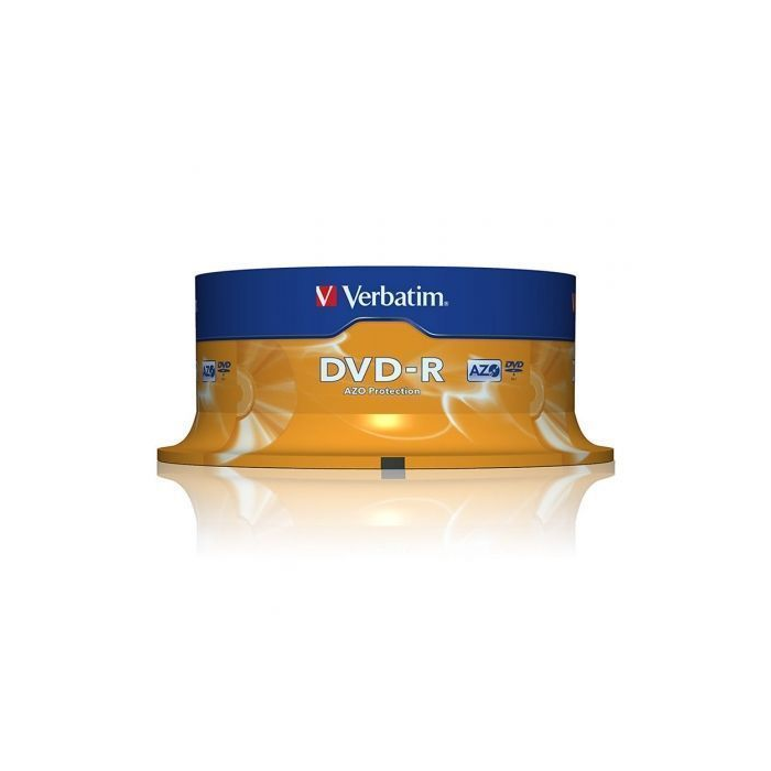Verbatim DVD-R 4.7 GB 16X 120 Min Tarrina 25 Unidades - HardCoat Scratch Guard y AZO Technology para Calidad y Durabilidad Verbatim DVD-R 4.7 GB 16X 120 Min Tarrina 25 Unidades - HardCoat Scratch Guard y AZO Technology para Calidad y Durabilidad