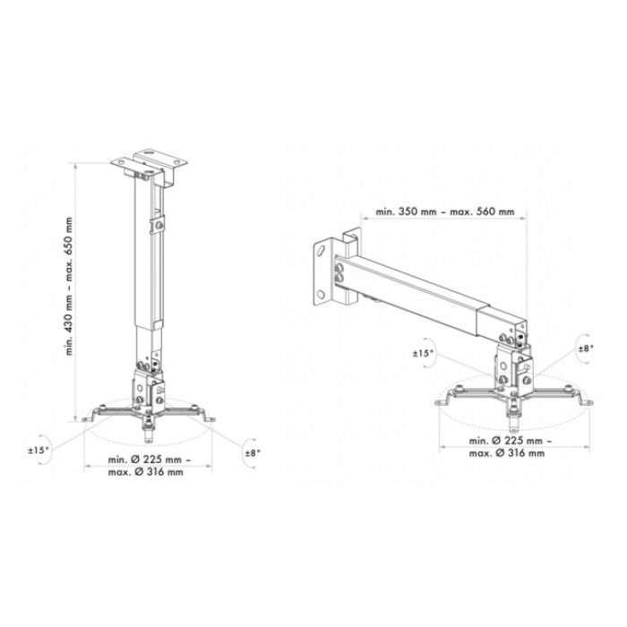 Schwaiger BDH Höhe 430-650mm Max.20KG neig-drehbar weiß 2