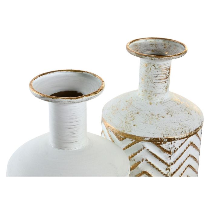 Jarron Mediterraneo DKD Home Decor Blanco Dorado 16 x 41 x 16 cm (2 Unidades) 1 Jarron Mediterraneo DKD Home Decor Blanco Dorado 16 x 41 x 16 cm (2 Unidades) 1