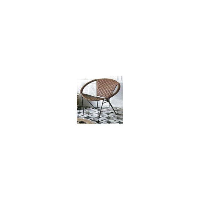 DKD Home Decor Silla Vintage de Metal y Piel, Marrón Claro y Negro, Altura Asiento 43 cm, Dimensiones 81x67x71 cm