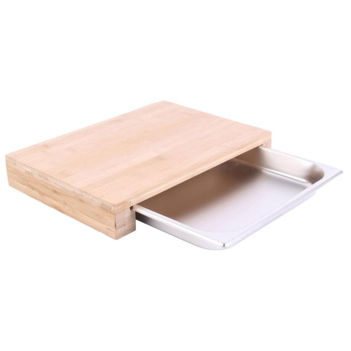 Cook Concept Tabla Cortar Con Cajón Acero Inoxidable Bambú 38.5x26.5cm 1