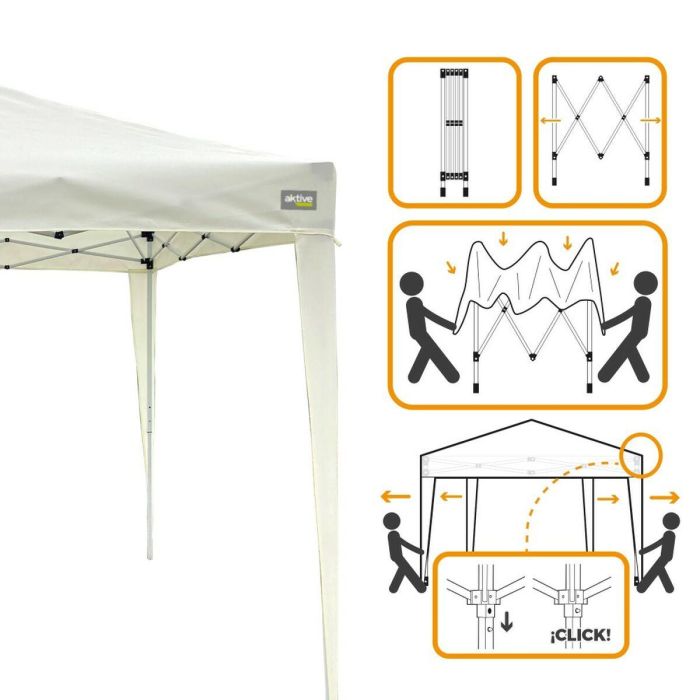 Cenador Aktive 300 x 250 x 300 cm Tela Acero Blanco 3 Cenador Aktive 300 x 250 x 300 cm Tela Acero Blanco 3