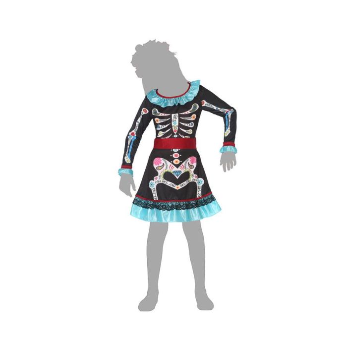 Disfraz Esqueleto Colorido Niña Infantil 10-12 Años Halloween