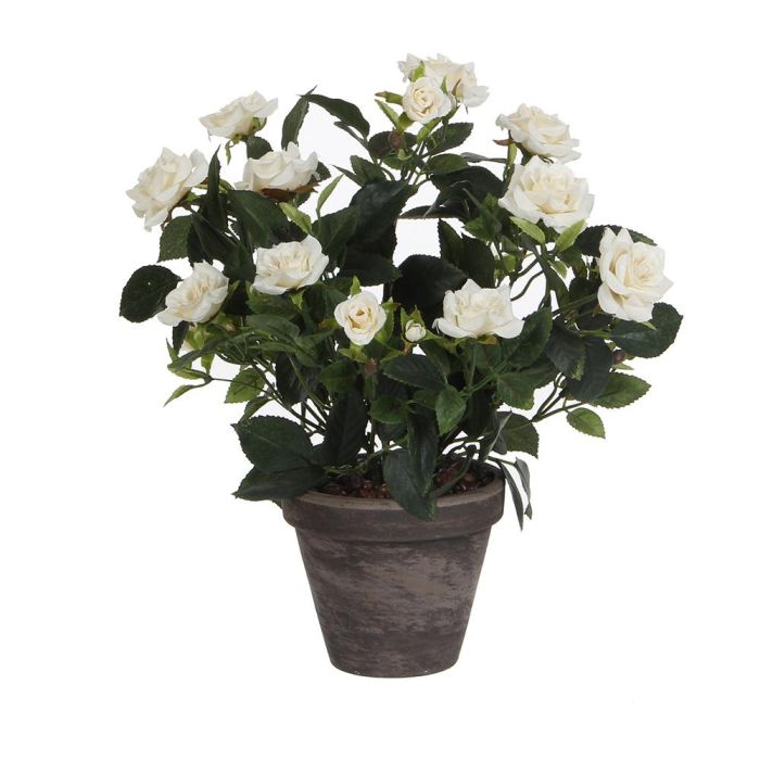 Mica Decorations Rosal blanco PVC con maceta de cerámica gris Ø11.5x33x25cm 0 Mica Decorations Rosal blanco PVC con maceta de cerámica gris Ø11.5x33x25cm 0