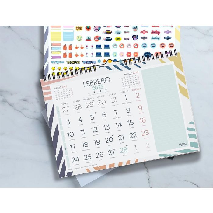 Calendario Espiral Pared Liderpapel Joven 2025 Numeros Grandes 44x32 cm Papel 128 gr Con Pegatinas 4