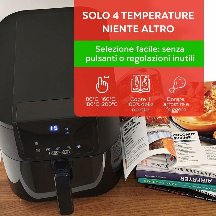 Freidora de Aire Bourgini 184172 Negro 8 L 2