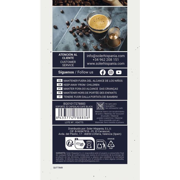 Soporte 32 Capsulas Cafe Black Quttin (12 Unidades) 5 Soporte 32 Capsulas Cafe Black Quttin (12 Unidades) 5