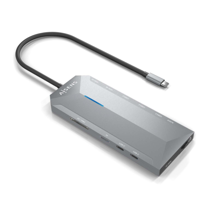 AISENS - USB-C DOCK 12 EN 1, USB-C A 2XHDMI, 1XRJ45, 3XUSB-A, 2XUSB-C, 1XUSB-C PD, 1XAUDIO, 1XSD, 1XMICRO SD, GRIS, 15CM AISENS - USB-C DOCK 12 EN 1, USB-C A 2XHDMI, 1XRJ45, 3XUSB-A, 2XUSB-C, 1XUSB-C PD, 1XAUDIO, 1XSD, 1XMICRO SD, GRIS, 15CM