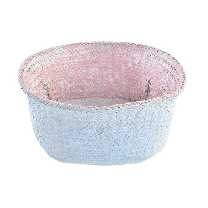 Cesta DKD Home Decor Rosa Azul cielo Bicolor Fibra natural Mediterráneo 25 x 25 x 25 cm 1 Cesta DKD Home Decor Rosa Azul cielo Bicolor Fibra natural Mediterráneo 25 x 25 x 25 cm 1
