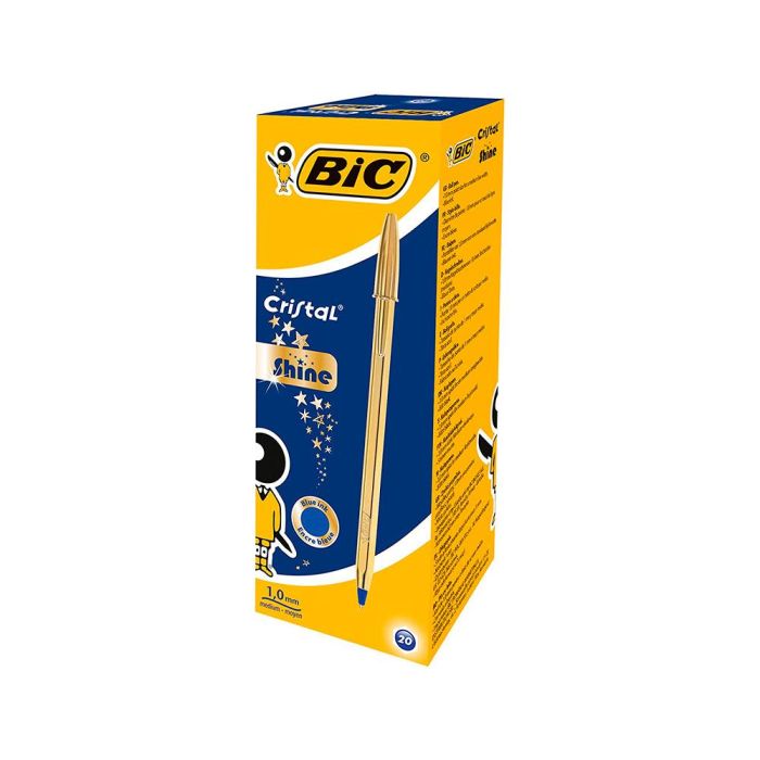 Bic Bolígrafo Cristal Shine Gold Azul Caja 20 Ud 4