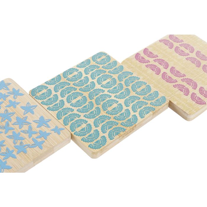 DKD Home Decor Posavasos Colonial de Bambú, Diseño África Gres Turquesa y Granate, 10x1x10 cm - Set de 6 unidades 1 DKD Home Decor Posavasos Colonial de Bambú, Diseño África Gres Turquesa y Granate, 10x1x10 cm - Set de 6 unidades 1